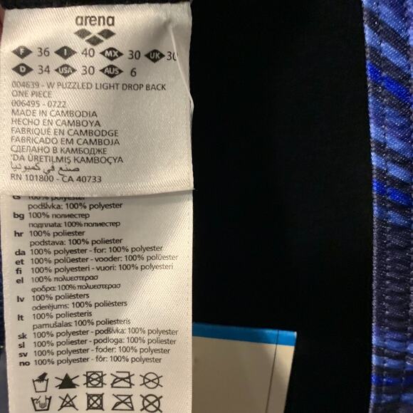 Arena Women's Drop Back One Piece Swimsuit Size 30 4 NEW Blue Training Beach - Picture 9 of 11